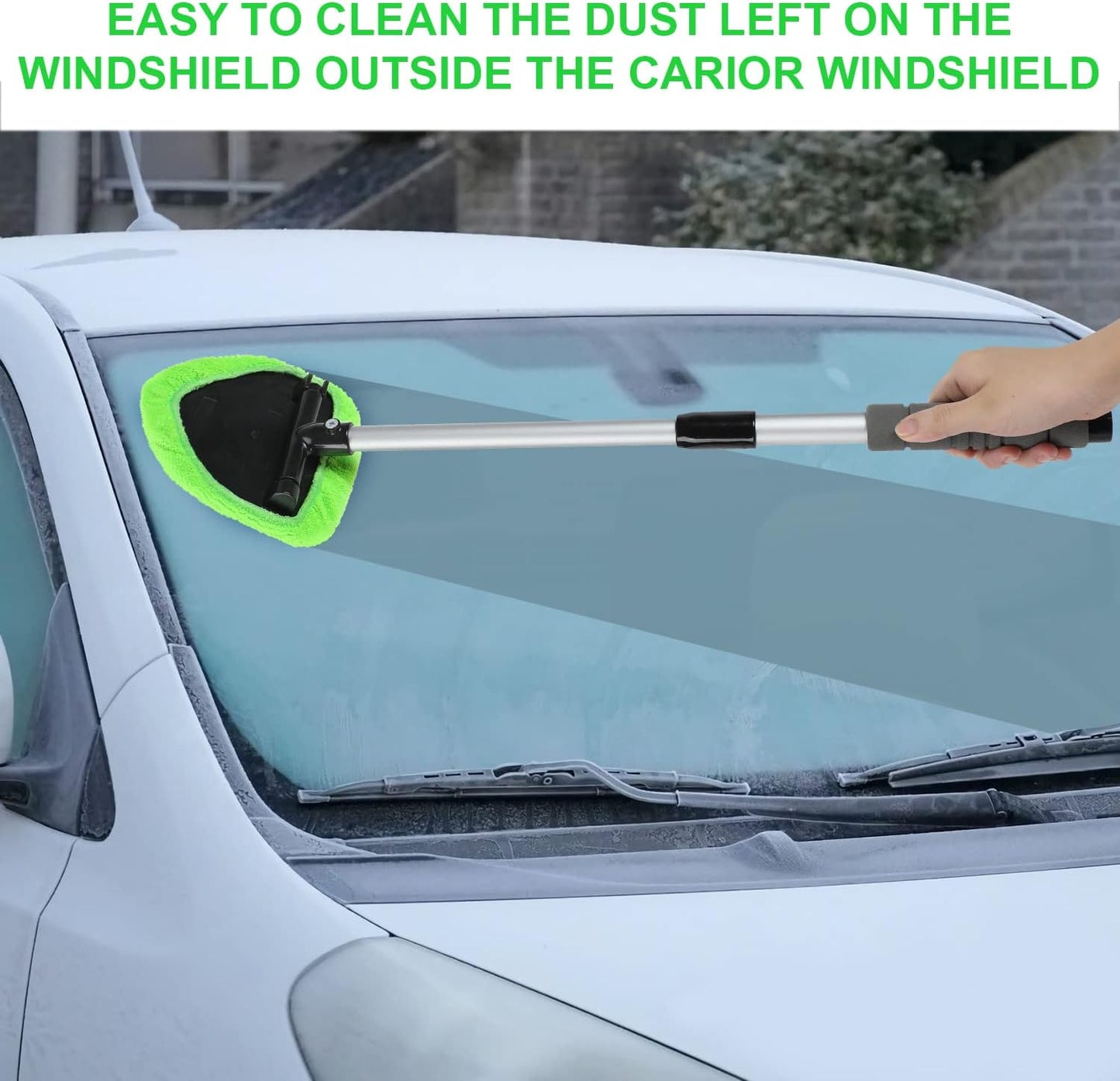 🚗 Microfiber Car Windshield Cleaning Tool with Extendable Handle