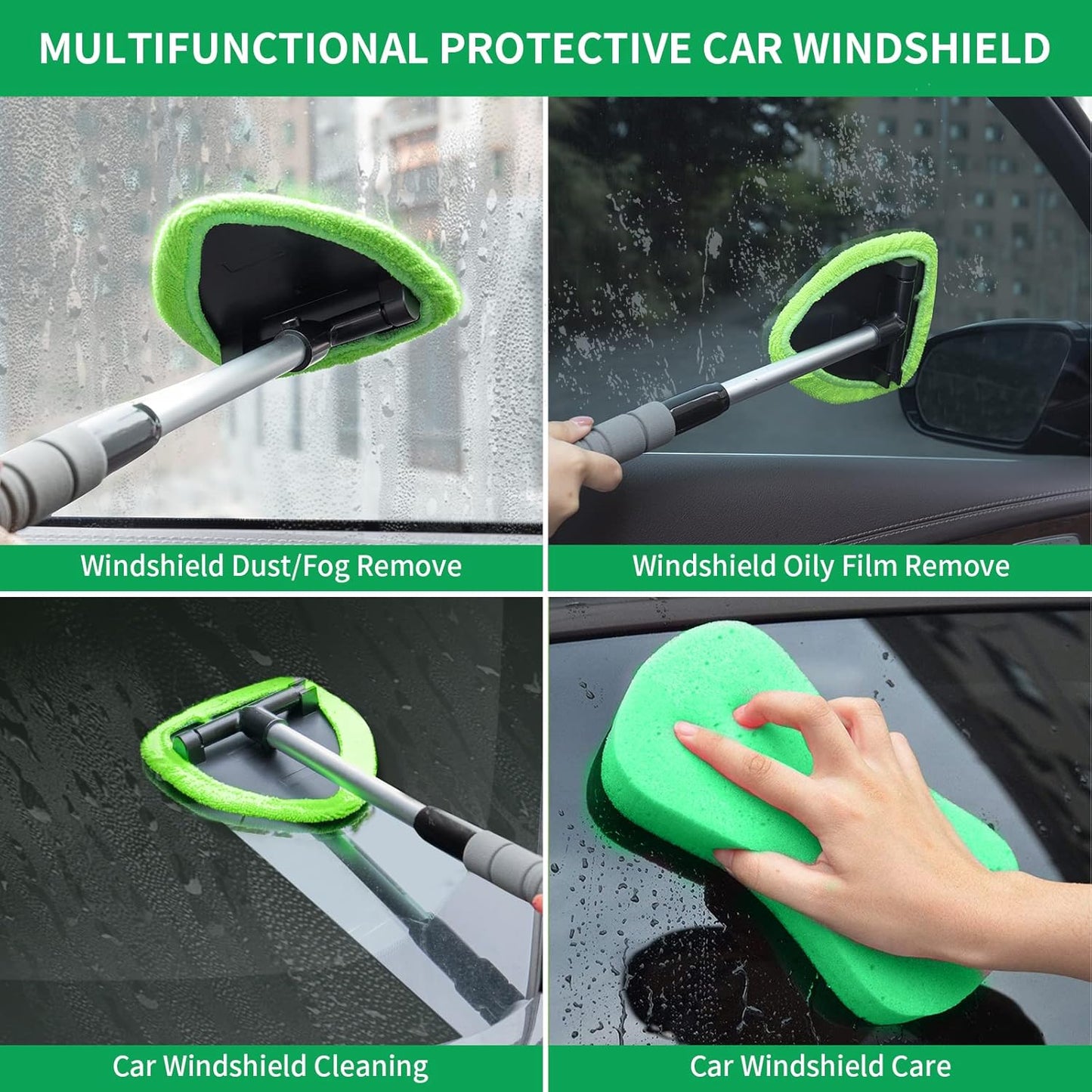 🚗 Microfiber Car Windshield Cleaning Tool with Extendable Handle