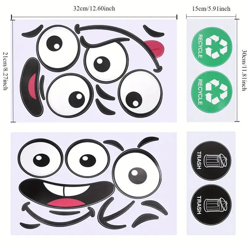 🌱 Eco-Friendly Trash Can Face Sticker Set - BUY 1