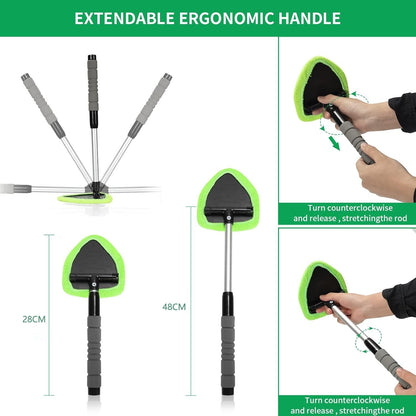🚗 Microfiber Car Windshield Cleaning Tool with Extendable Handle