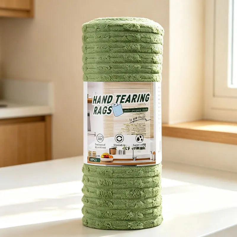20 PCS Tearable Antibacterial Cleaning Cloths, 10A-Grade Reusable Wet/Dry Lint-Free Rags, Streak-Free Scrubbing Towels for Kitchen, Car, Glass & Electronics (10″x10″)