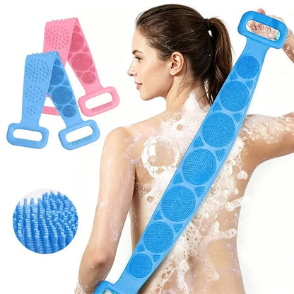 Silicone Bath Brush, Double-Sided Exfoliating Back Scrubber with Mesh Sponge💦