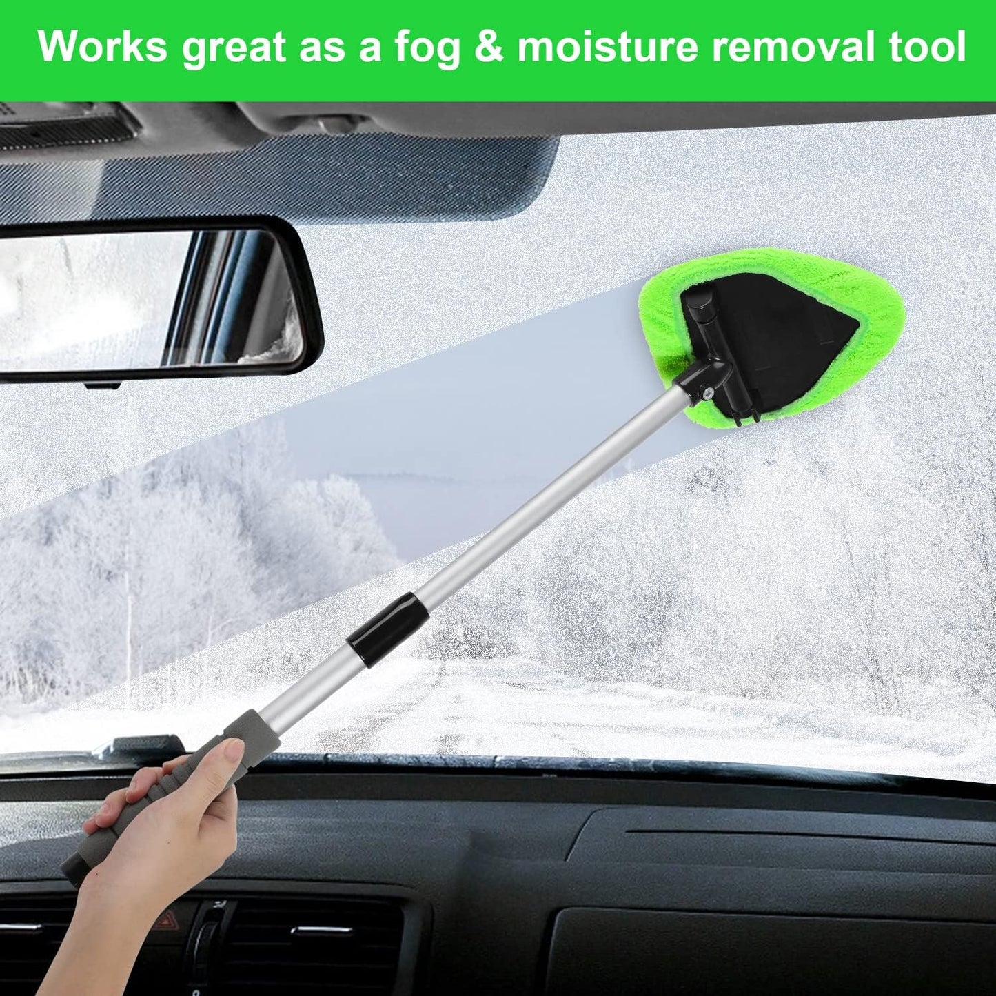 🚗 Microfiber Car Windshield Cleaning Tool with Extendable Handle