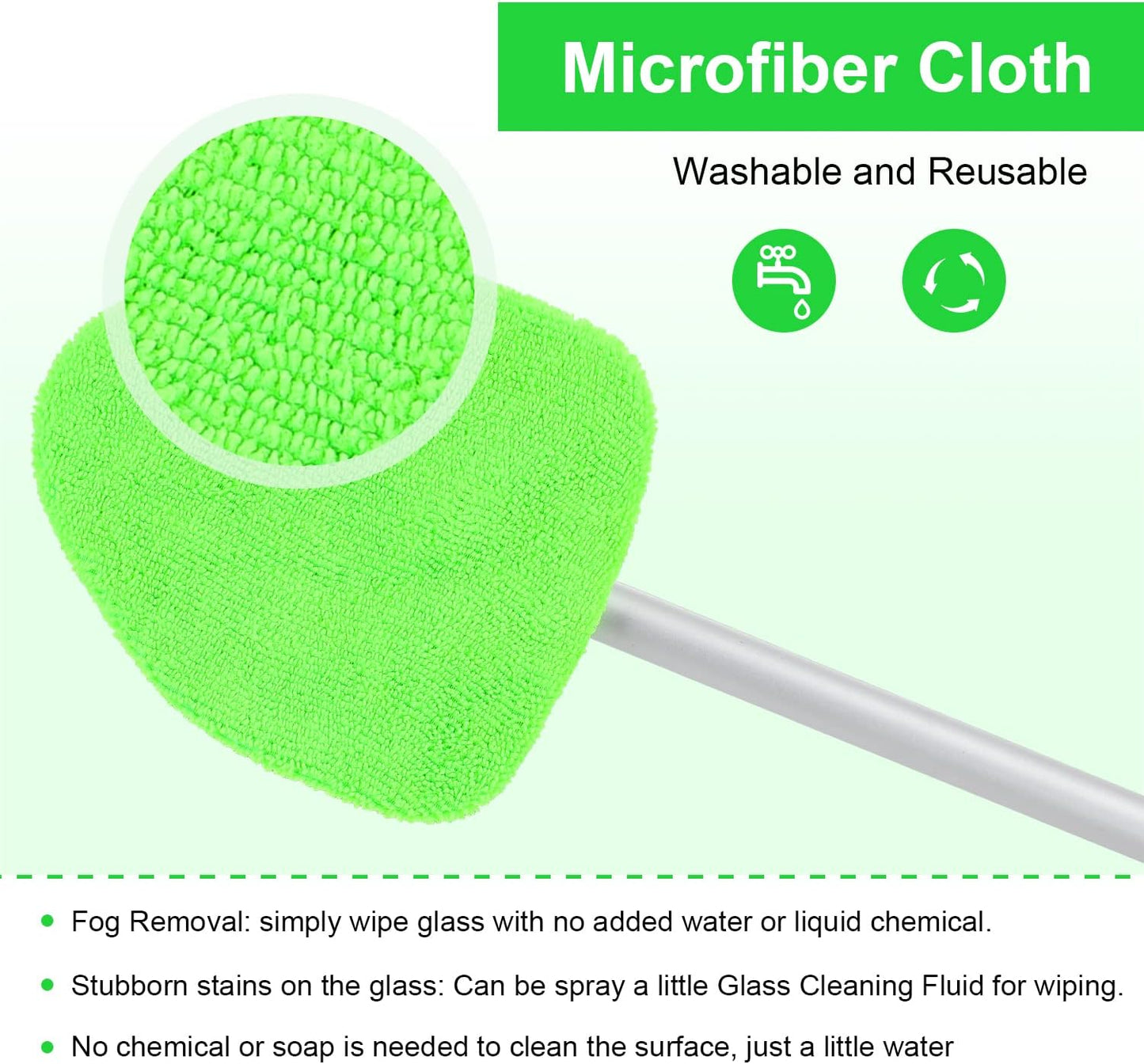 🚗 Microfiber Car Windshield Cleaning Tool with Extendable Handle