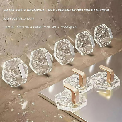 Hexagonal Ripple Self-Adhesive Hooks, Heavy Duty Waterproof Sticky Hooks 🪝