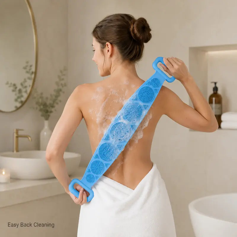 Silicone Bath Brush, Double-Sided Exfoliating Back Scrubber with Mesh Sponge💦