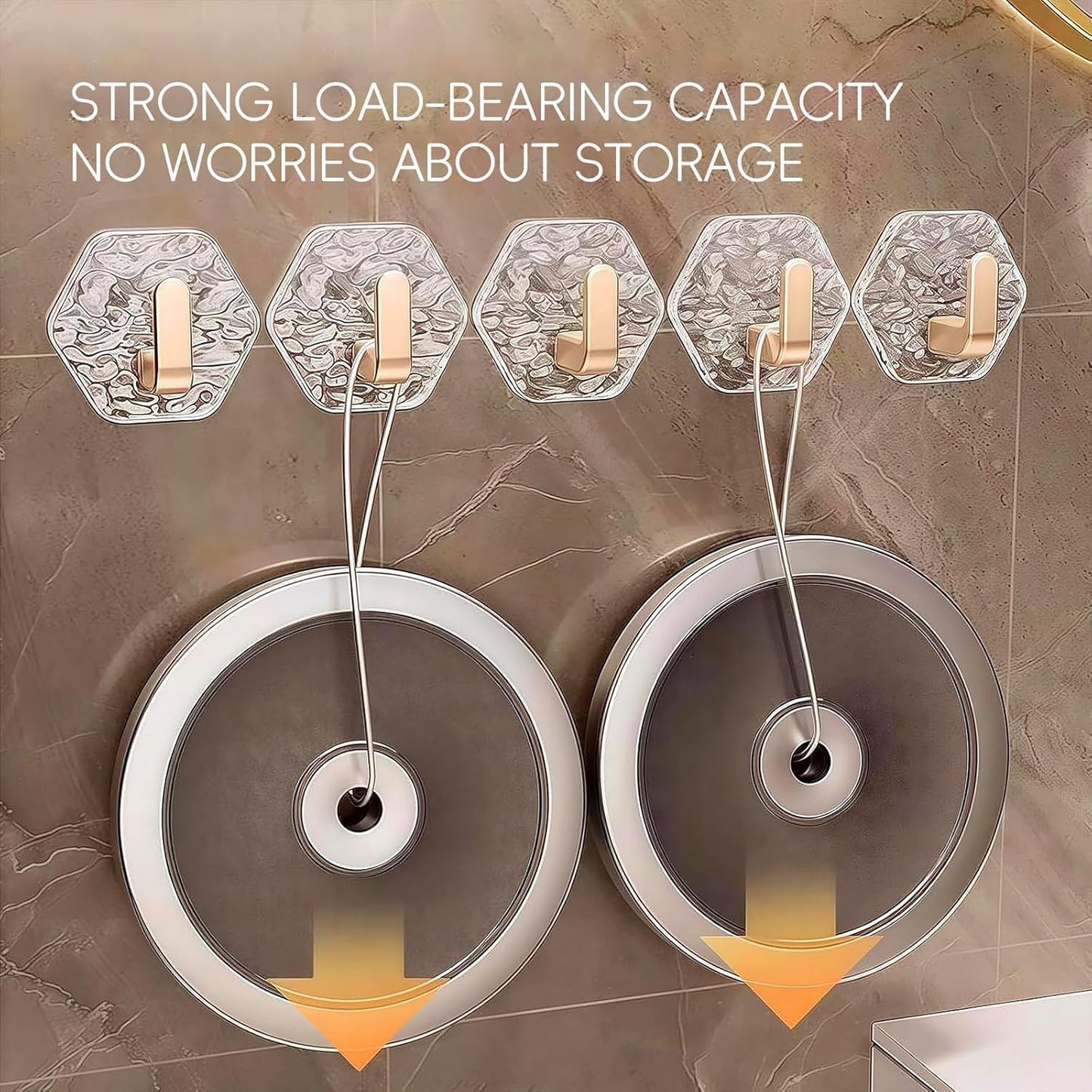 Hexagonal Ripple Self-Adhesive Hooks, Heavy Duty Waterproof Sticky Hooks 🪝