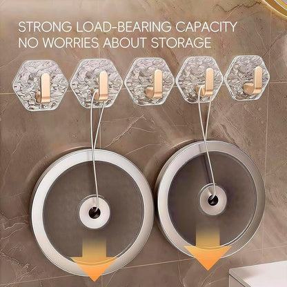 Hexagonal Ripple Self-Adhesive Hooks, Heavy Duty Waterproof Sticky Hooks 🪝