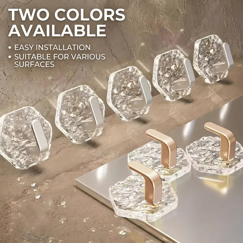 Hexagonal Ripple Self-Adhesive Hooks, Heavy Duty Waterproof Sticky Hooks 🪝