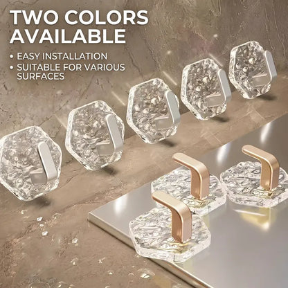 Hexagonal Ripple Self-Adhesive Hooks, Heavy Duty Waterproof Sticky Hooks 🪝