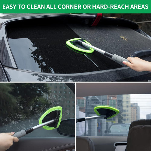 🚗 Microfiber Car Windshield Cleaning Tool with Extendable Handle