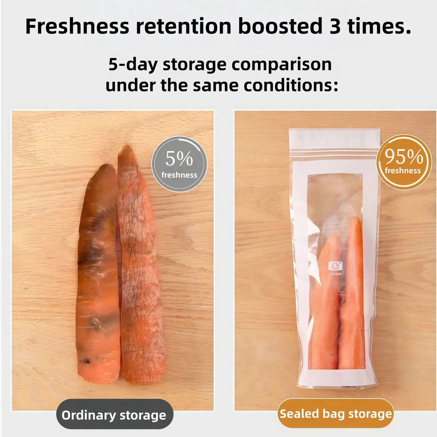 🔥 49% OFF Limited Offer – 🥬 50/100PCS Reusable Long Food Storage Bags, Double-Zip Seal Freshness Bags for Kitchen