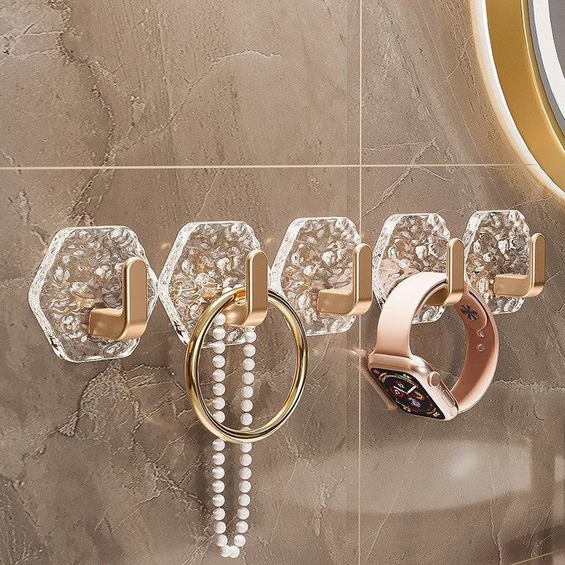 Hexagonal Ripple Self-Adhesive Hooks, Heavy Duty Waterproof Sticky Hooks 🪝