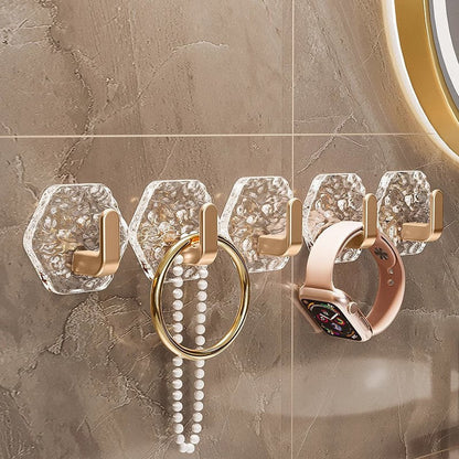 Hexagonal Ripple Self-Adhesive Hooks, Heavy Duty Waterproof Sticky Hooks 🪝
