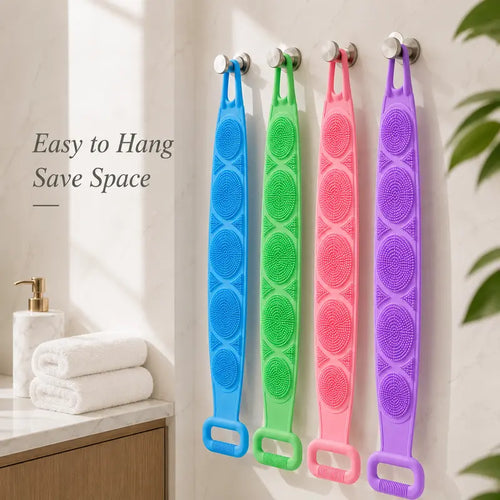 Silicone Bath Brush, Double-Sided Exfoliating Back Scrubber with Mesh Sponge💦