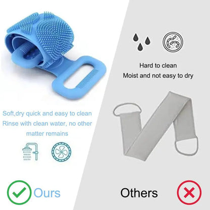 Silicone Bath Brush, Double-Sided Exfoliating Back Scrubber with Mesh Sponge💦