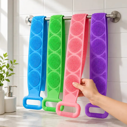 Silicone Bath Brush, Double-Sided Exfoliating Back Scrubber with Mesh Sponge💦