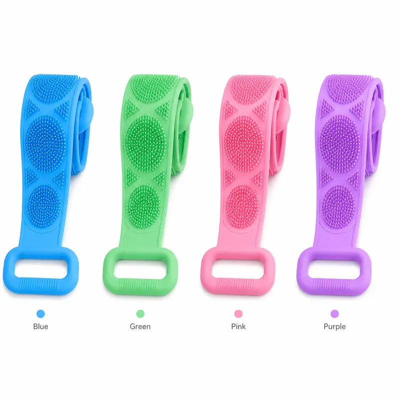 Silicone Bath Brush, Double-Sided Exfoliating Back Scrubber with Mesh Sponge💦