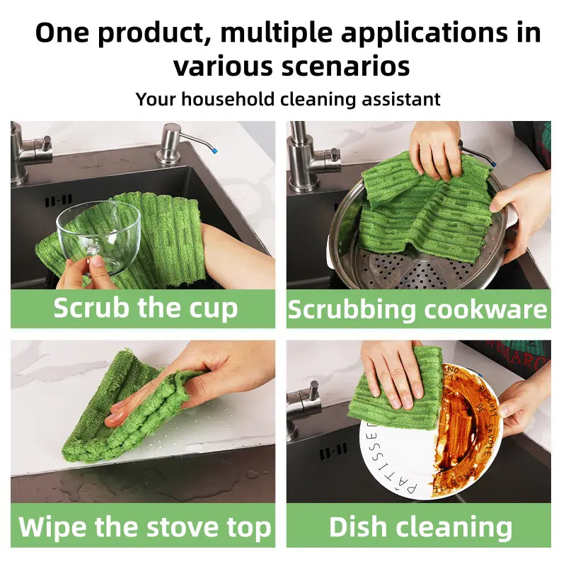 20 PCS Tearable Antibacterial Cleaning Cloths, 10A-Grade Reusable Wet/Dry Lint-Free Rags, Streak-Free Scrubbing Towels for Kitchen, Car, Glass & Electronics (10″x10″)