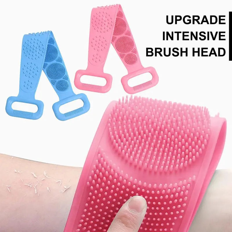 Silicone Bath Brush, Double-Sided Exfoliating Back Scrubber with Mesh Sponge💦