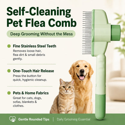 🔥Self-cleaning Pet Flea Comb Grooming Brush