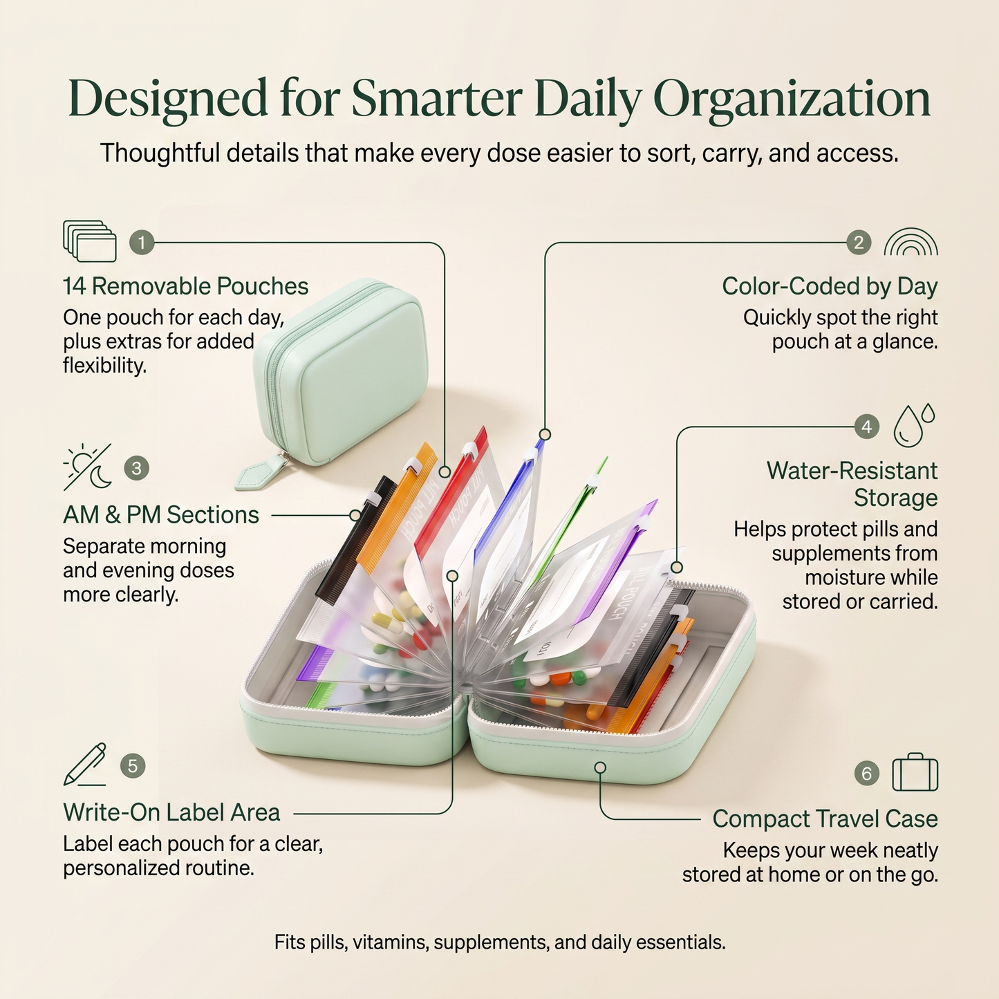 ✨Smart Weekly Organizer，Jewelry Organizer Bag，The Perfect Gift for Family and Friends