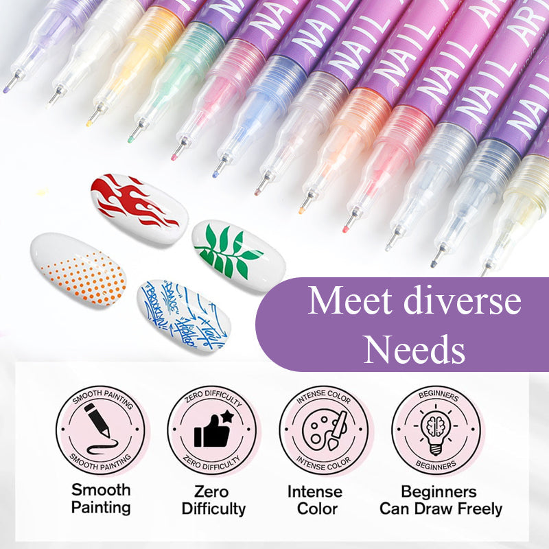 🎁The Best Christmas present For Kids -50% OFF⏳🎨12 Colors Nail Art Pens Set